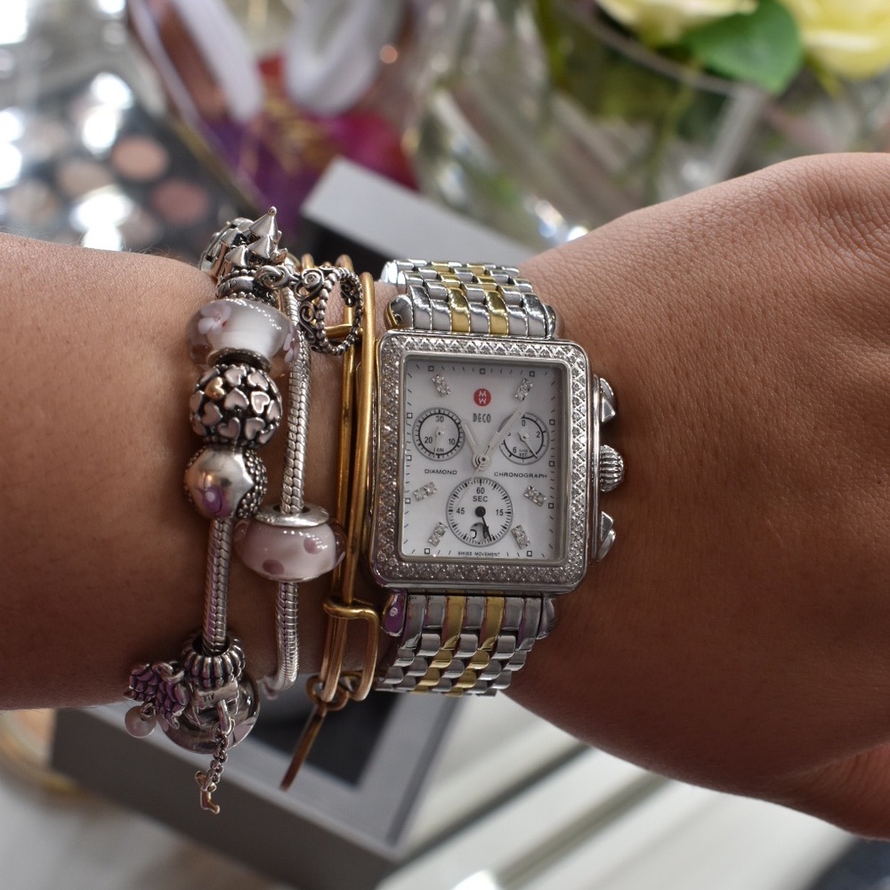 Michele Two tone Deco Watch Mother of Pearl